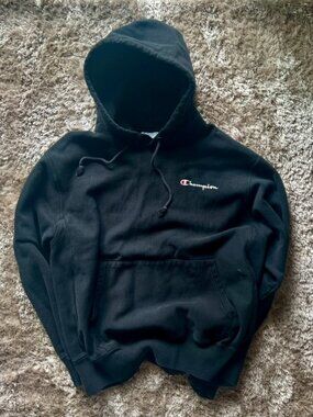 Champion Reverse Weave Hoodie Men’s Large Black Heavy Pullover